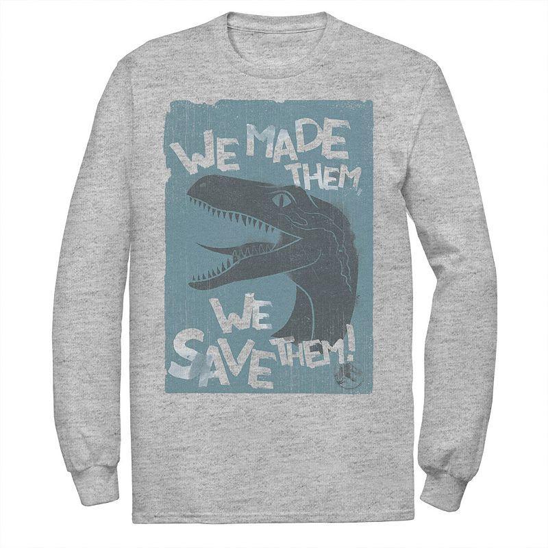 Mens Jurassic World 2 We Made Them, We Save Them! Tee Grey Product Image