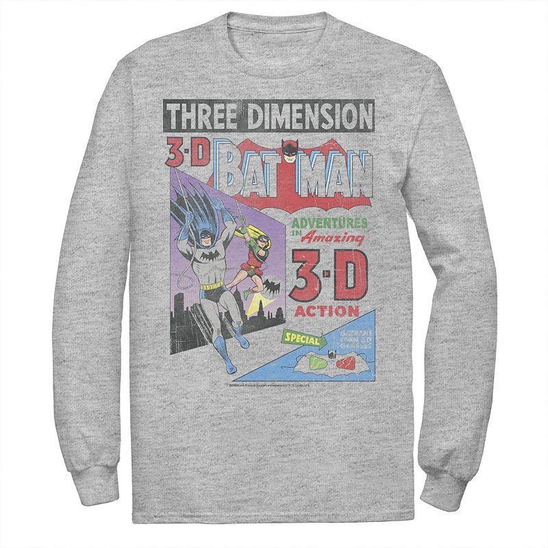 Mens DC Comics Batman Three DiMension Vintage Comic Cover Tee Athletic Grey Product Image