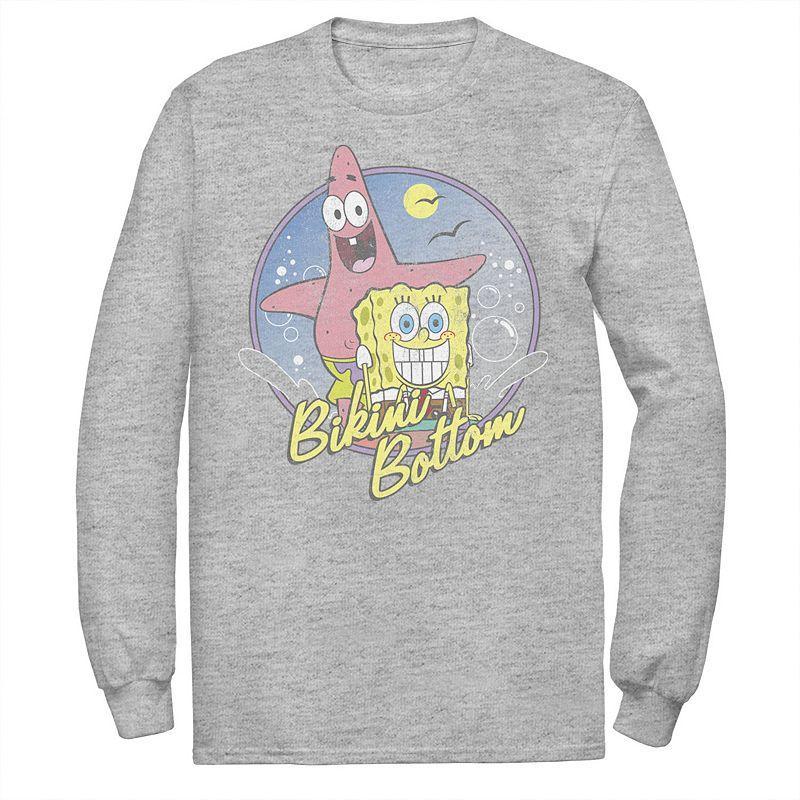 Mens SpongeBob SquarePants And Patrick Bikini Bottom Portrait Tee Athletic Grey Product Image