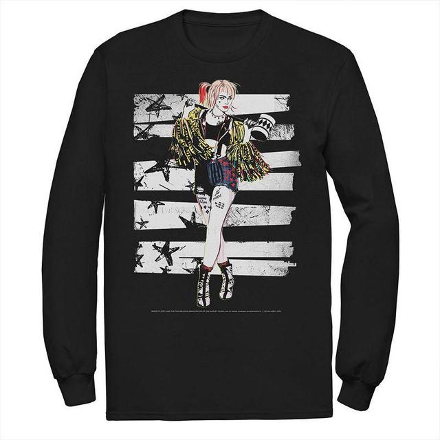 Mens Birds Of Prey Harley Quinn Bars Portrait Long Sleeve Tee Product Image