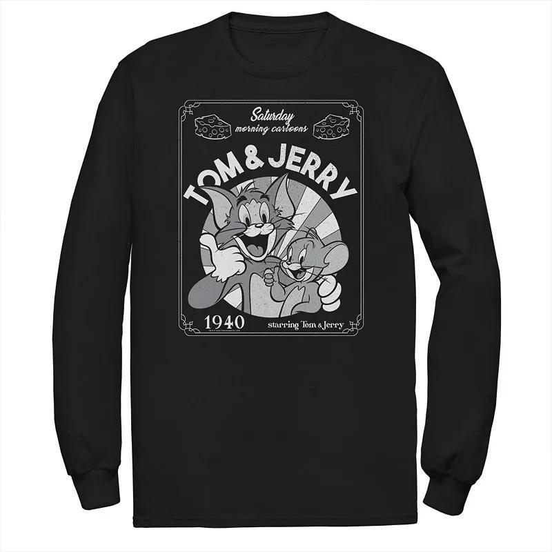 Big & Tall Tom and Jerry Saturday Morning Cartoons 1940 Portrait Long Sleeve Graphic Tee, Mens Product Image