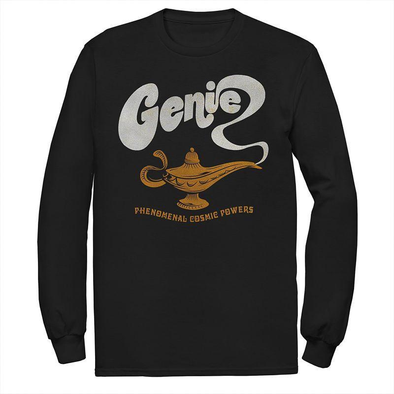 Disneys Aladdin Mens Genie Lamp Long Sleeve Graphic Tee Black Product Image