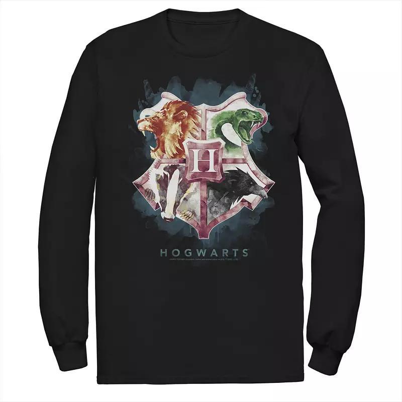 Big & Tall Harry Potter Hogwarts Watercolor Wash Crest Long Sleeve Graphic Tee, Mens Product Image