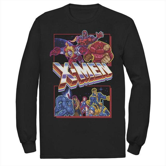 Mens Marvel X-Men Retro Video Game Logo Panels Long Sleeve Graphic Tee Product Image