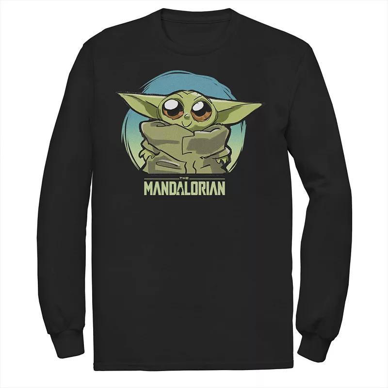 Mens Star Wars The Mandalorian The Child Cute Blue Hue Tee Black Product Image