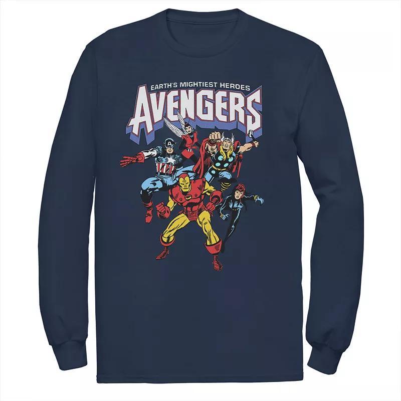 Mens Marvel Avengers Classic Vintage Group Shot Tee Blue Product Image