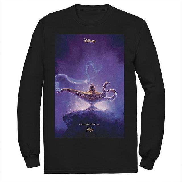 Disneys Aladdin Mens Lamp Poster Long Sleeve Graphic Tee White Product Image