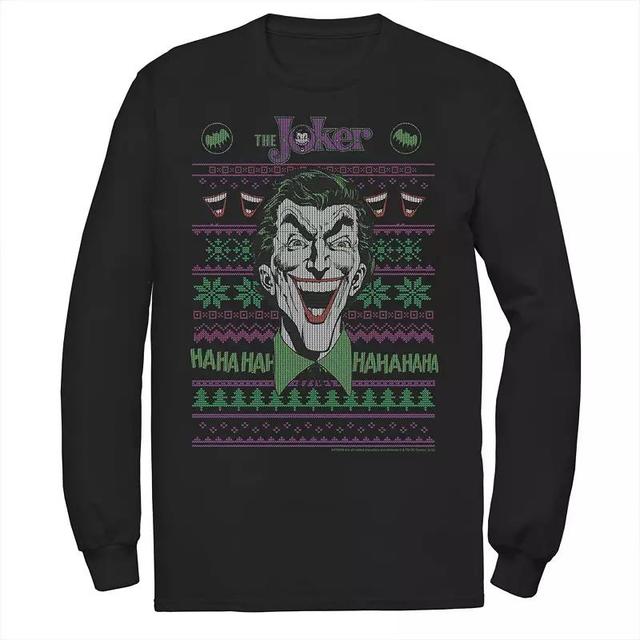 Mens Batman Joker Head Shot Knit Style Tee Blue Product Image