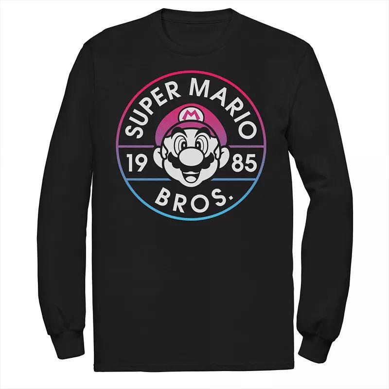 Mens Super Mario Bros. 1985 Gradient Stamp Long Sleeve Tee Product Image