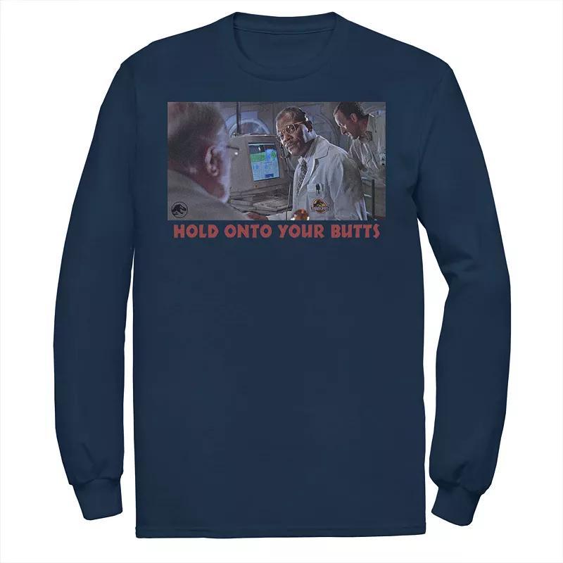 Mens Jurassic Park Doctor Ray Arnold Hold Onto Your Butts Photo Tee Blue Product Image