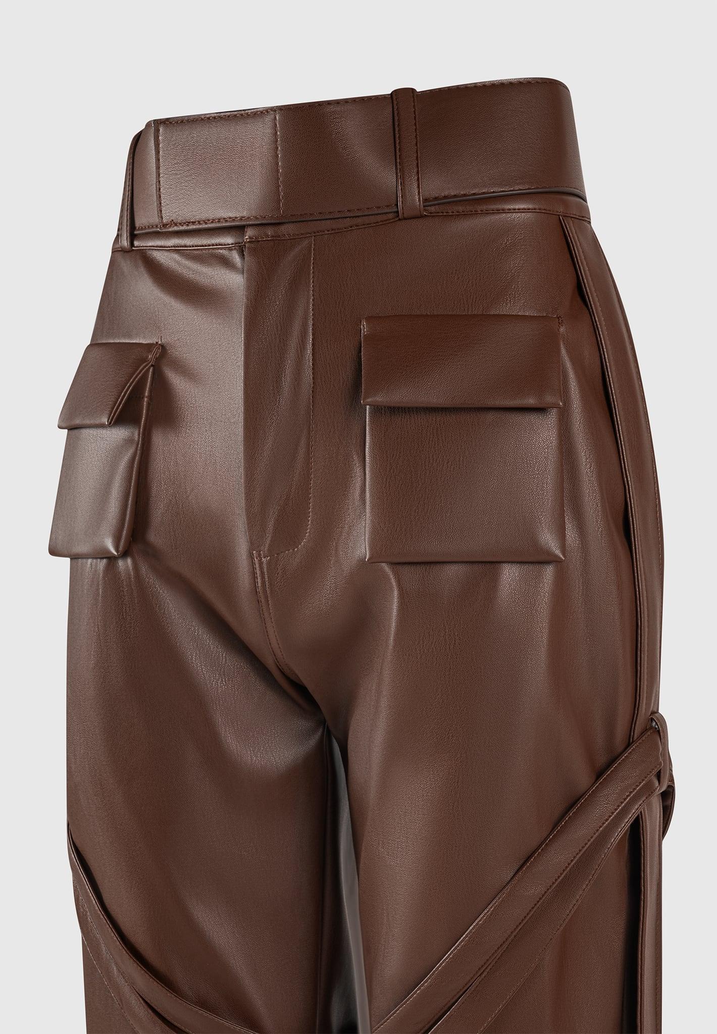 Leather Carpenter Cargo Trousers - Brown Female Product Image