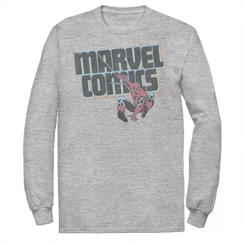 Mens Marvel Comics Spider-Man Classic Web Sling Logo Graphic Tee Athletic Grey Product Image