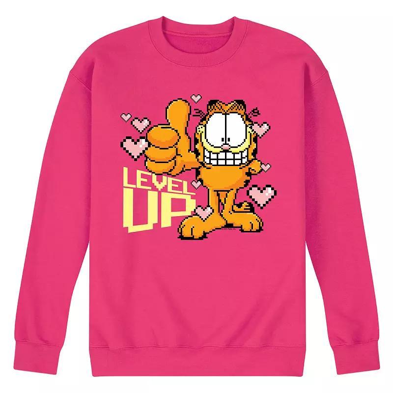 Mens Garfield Level Up Your Life Fleece Sweatshirt Grey Gray Product Image