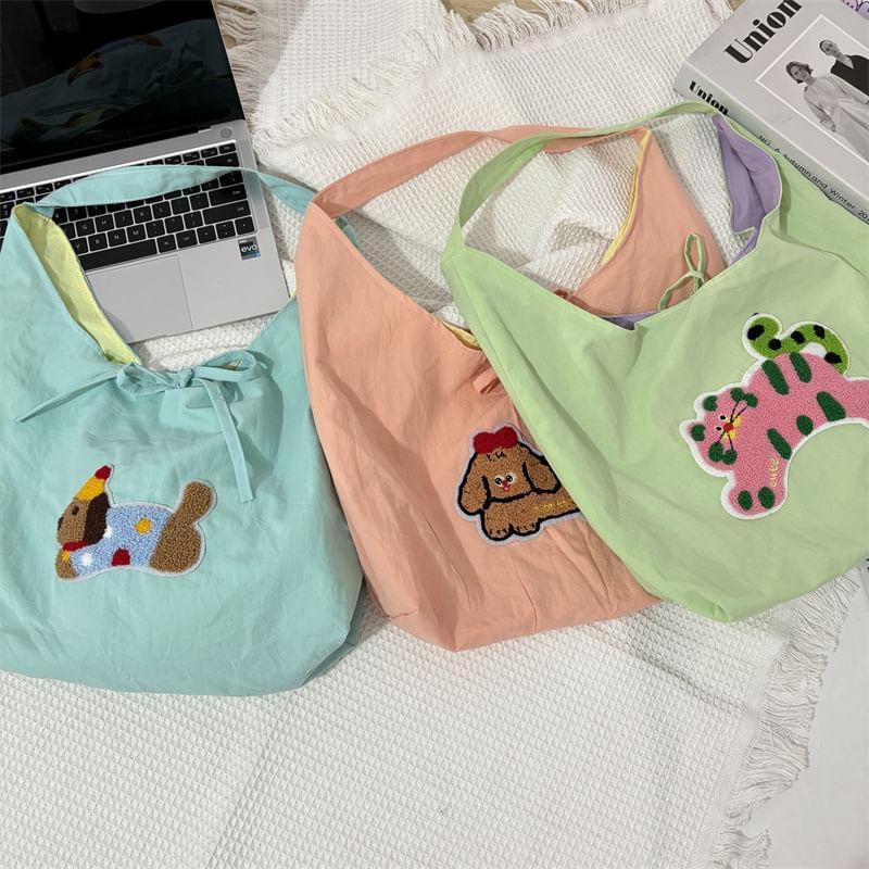 Cartoon Applique Bow Tote Bag Product Image