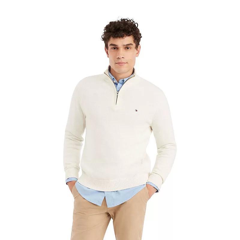 Mens Tommy Hilfiger Combed-Cotton Quarter-Zip Sweater Product Image