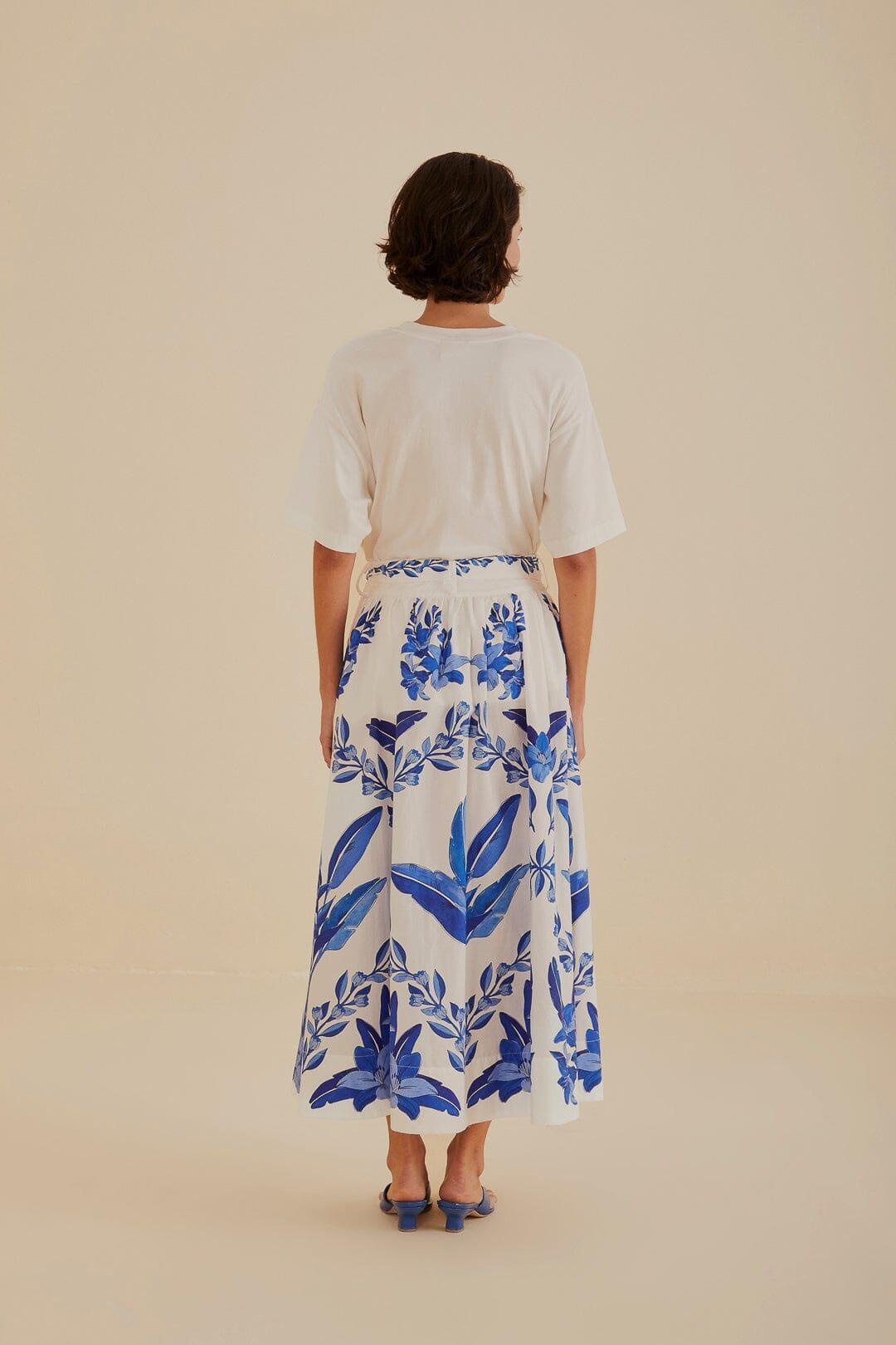 Off-White Blue Yard Organic Cotton Midi Skirt Product Image