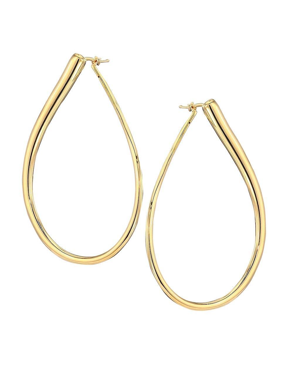 18K Gold Teardrop Hoop Earrings Product Image