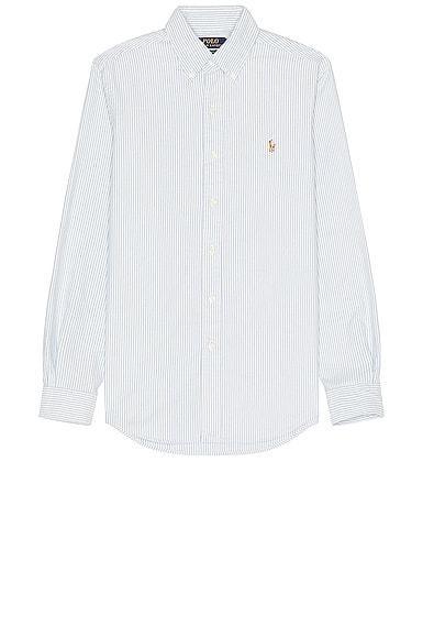 Polo Ralph Lauren Oxford Sport Shirt in Blue & White Stripe - Blue. Size M (also in L, XL/1X). Product Image