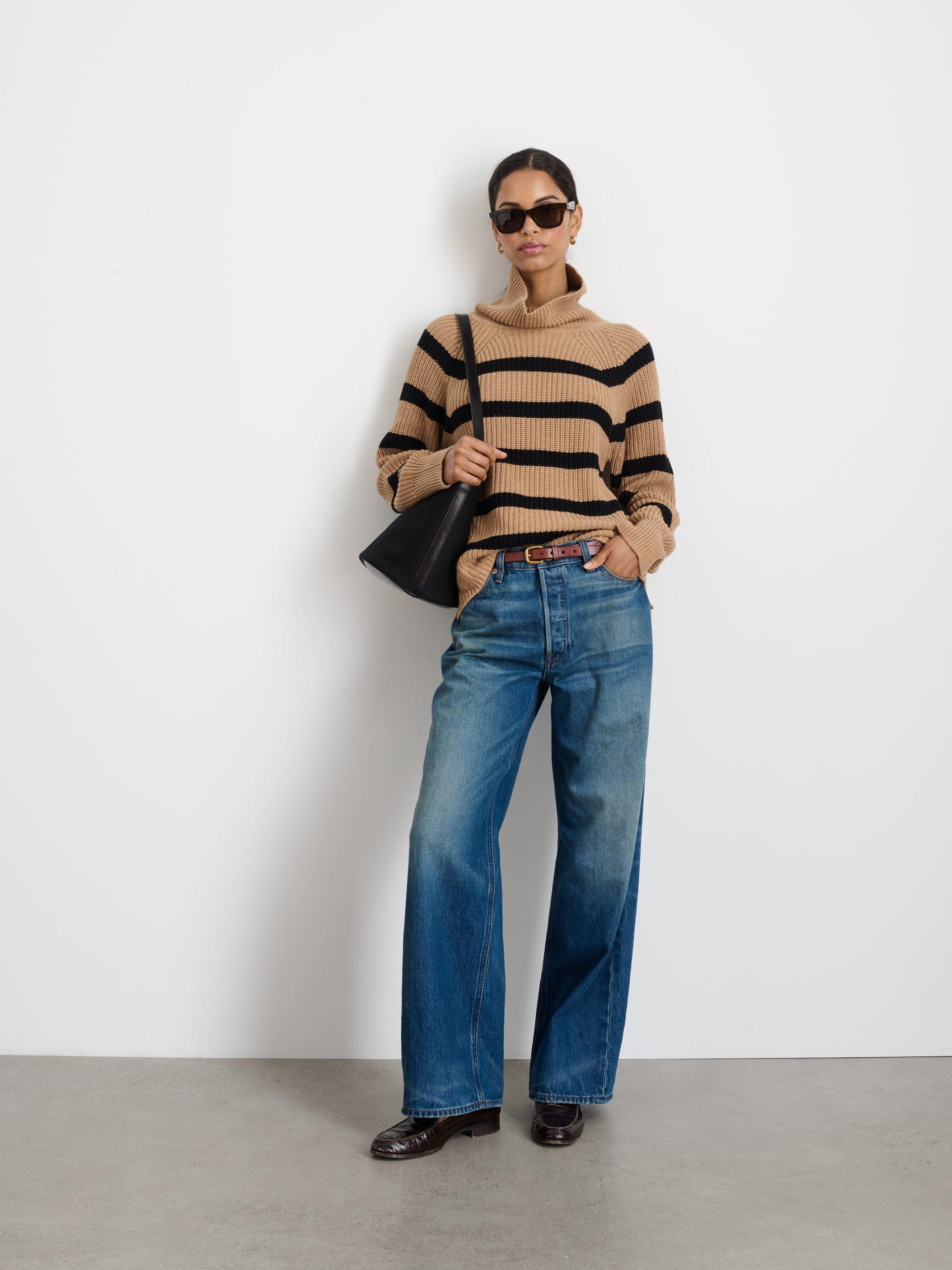 Chelsea Striped Turtleneck In Cotton Cashmere Female Product Image