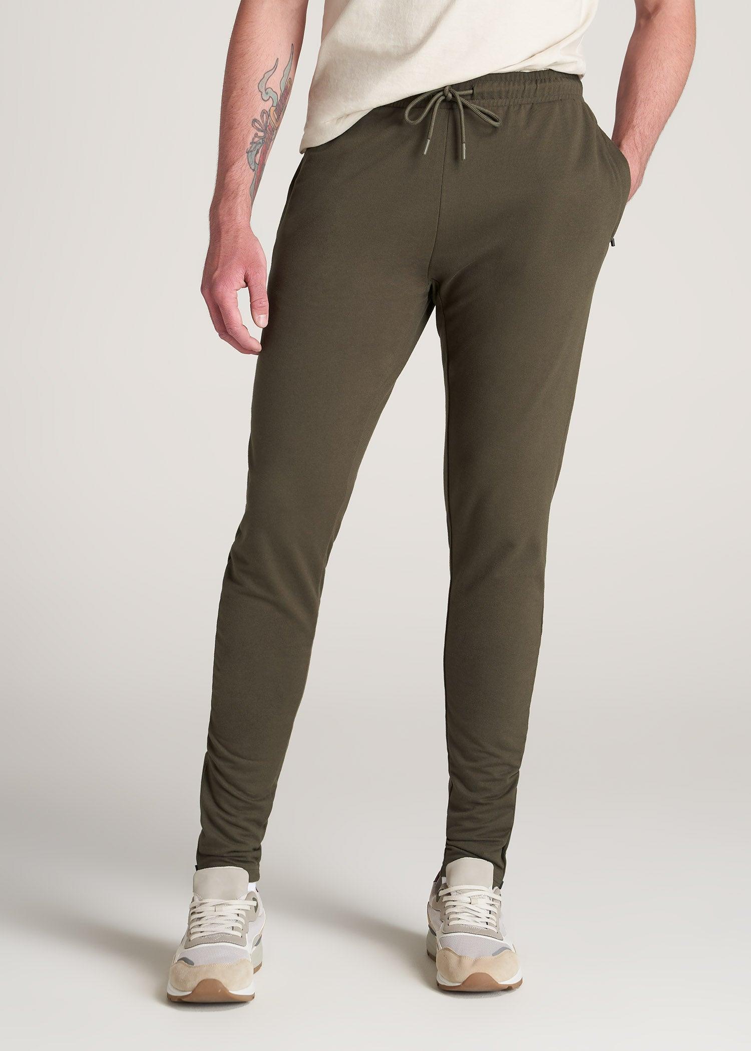 SLIM-FIT Lightweight French Terry Joggers for Tall Men in Camo Green Product Image