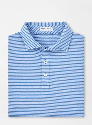 Peter Millar Mens Crown Comfort Cotton Polo Trip Stripe | Color: Maritime | Size: L Product Image