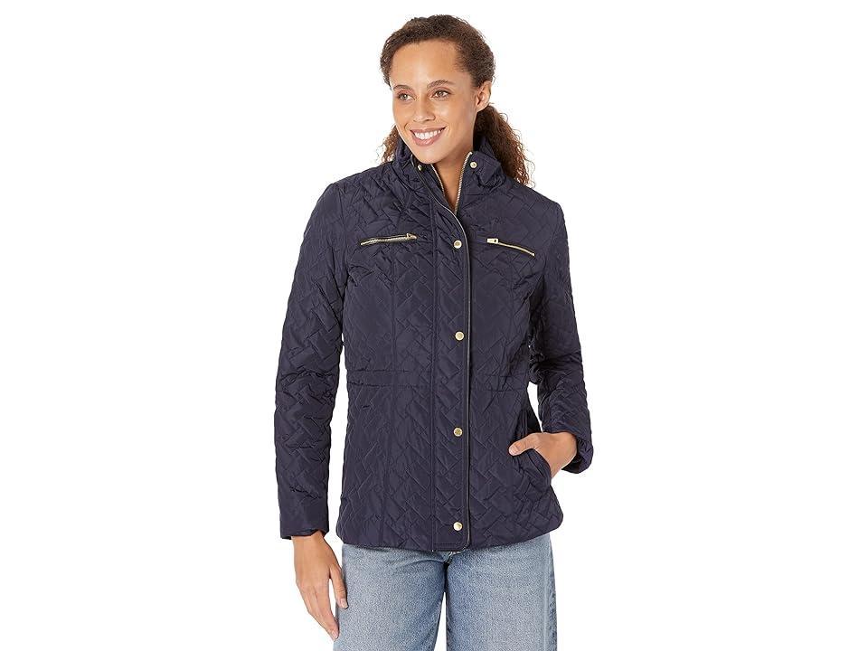 Cole Haan Signature Quilted Zip Front Jacket (Navy) Women's Clothing Product Image