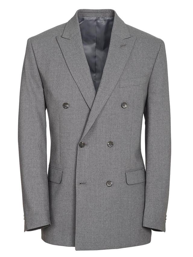 Tailored Fit Essential Wool Double Breasted Peak Lapel Suit Jacket Product Image