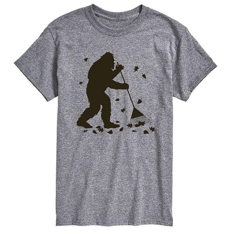 Big & Tall Sasquatch Raking Leaves Graphic Tee., Mens Product Image