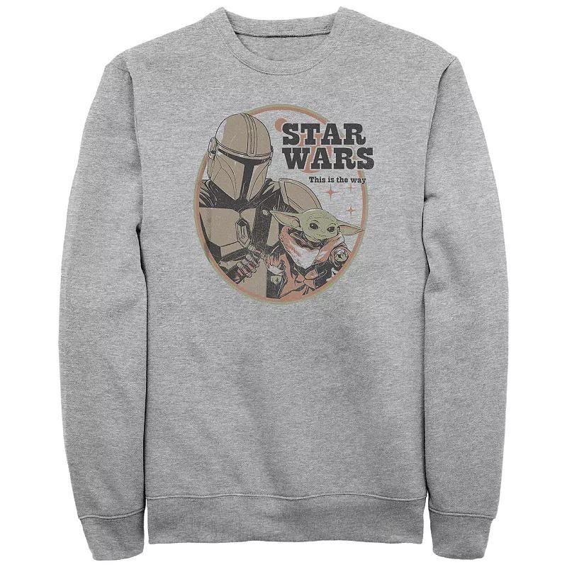 Mens The Mandalorian Mando And Grogu Stamp Graphic Fleece Athletic Grey Product Image