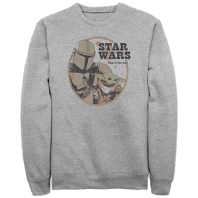 Mens The Mandalorian Mando And Grogu Stamp Graphic Fleece Athletic Grey Product Image