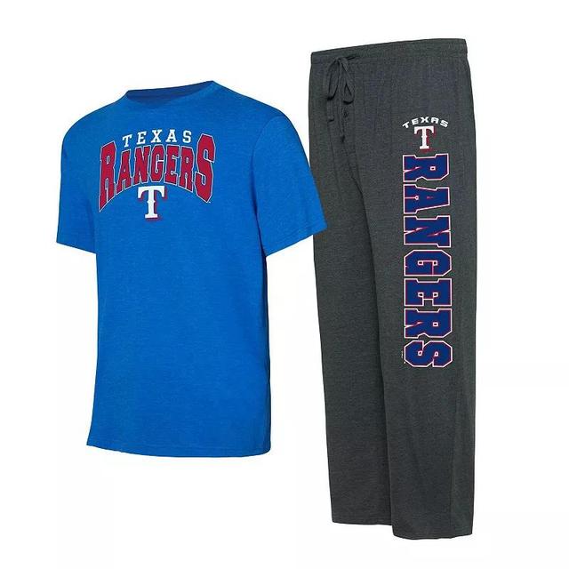 Mens Concepts Sport Charcoal/Royal Texas Rangers Meter T-Shirt & Pants Sleep Set Product Image