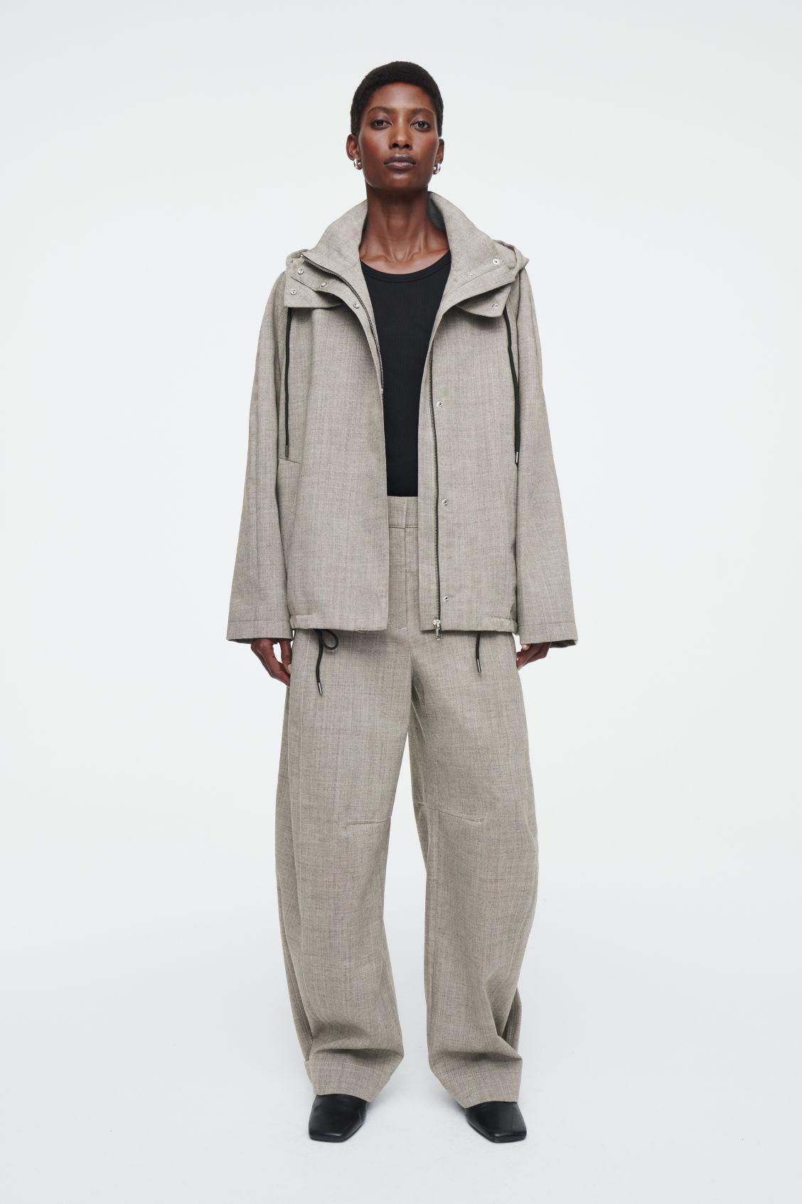 WOOL BARREL-LEG UTILITY TROUSERS Product Image