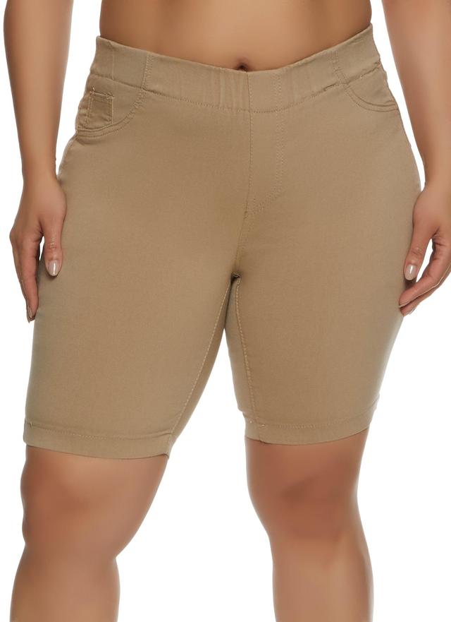 Womens Plus Size Hyperstretch Pull On Bermuda Shorts Product Image