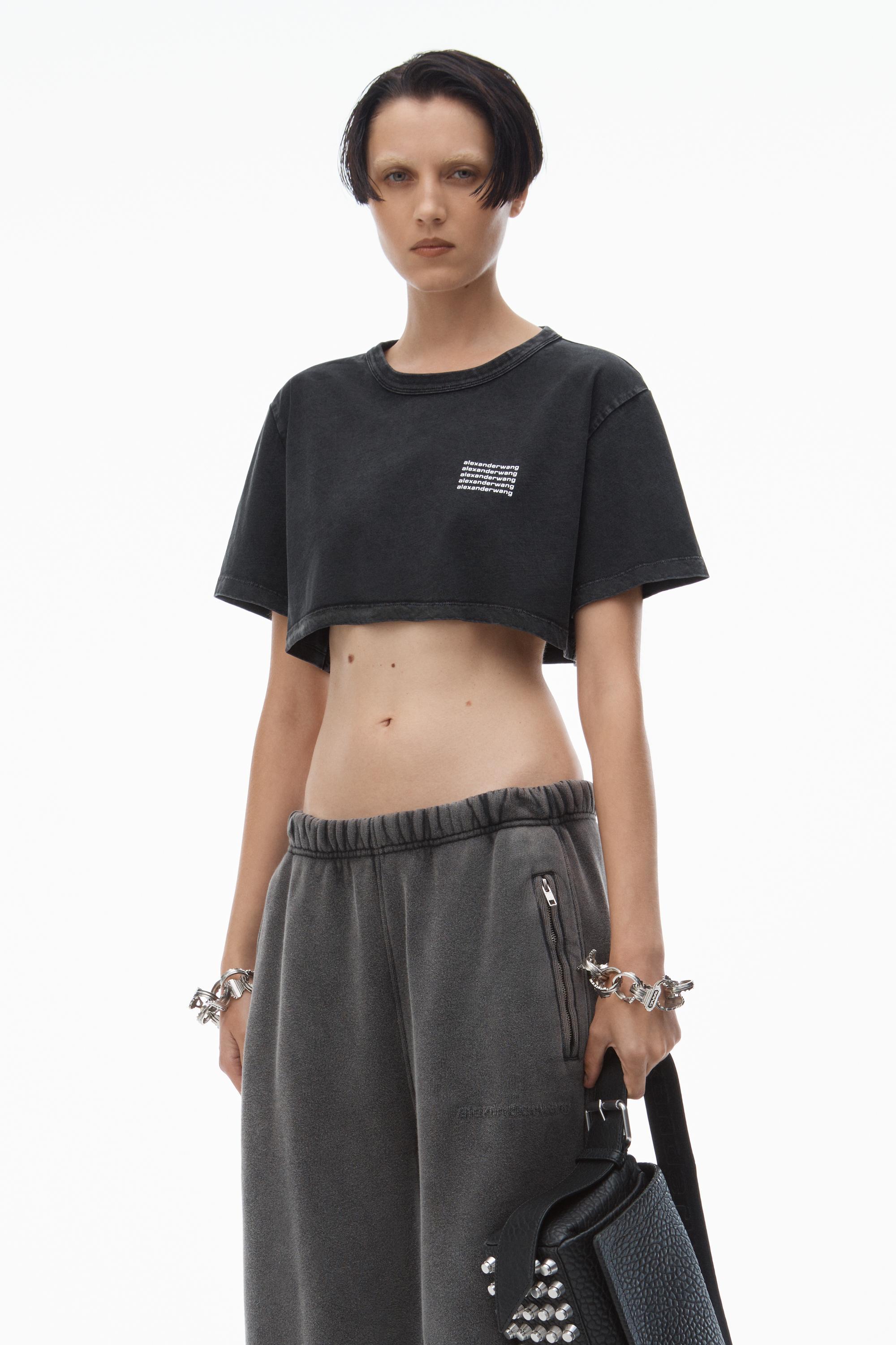 Cropped Tee In Acid Wash Jersey Product Image