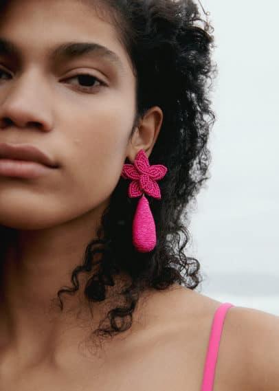 MANGO - Flower pendant earrings - One size - Women Product Image