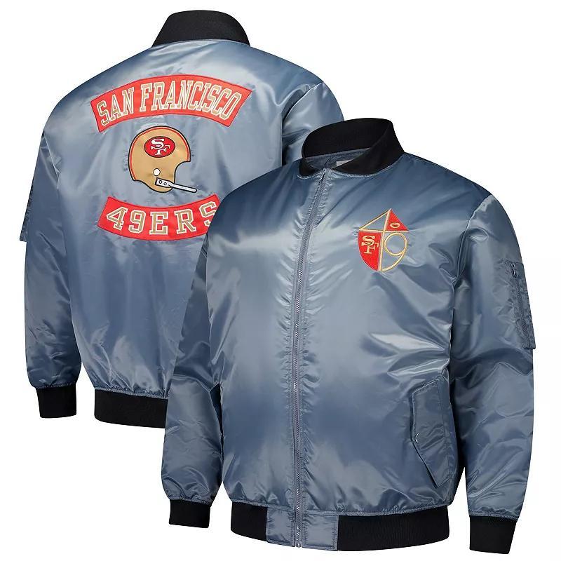 Mens Mitchell & Ness Charcoal San Francisco 49ers Big & Tall Bomber Full-Zip Jacket Product Image