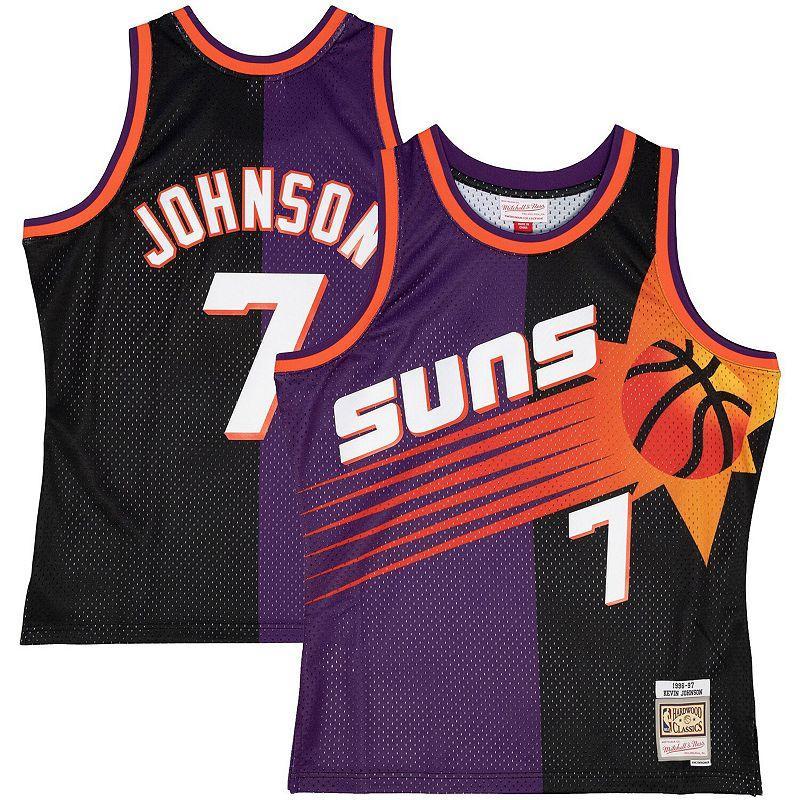 Mens Mitchell & Ness Kevin Johnson Purple, Black Phoenix Suns Hardwood Classics 1996-97 Split Swingman Jersey - Purple, Black Product Image