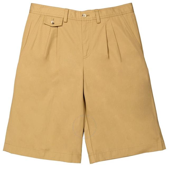 BURBERRY Pleated Cotton-twill Shorts In Brown Product Image