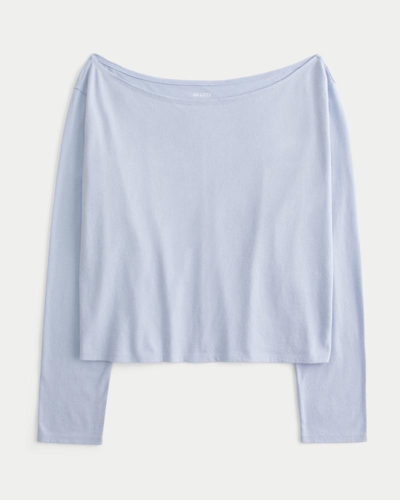 Easy Long-Sleeve Off-the-Shoulder Top Product Image