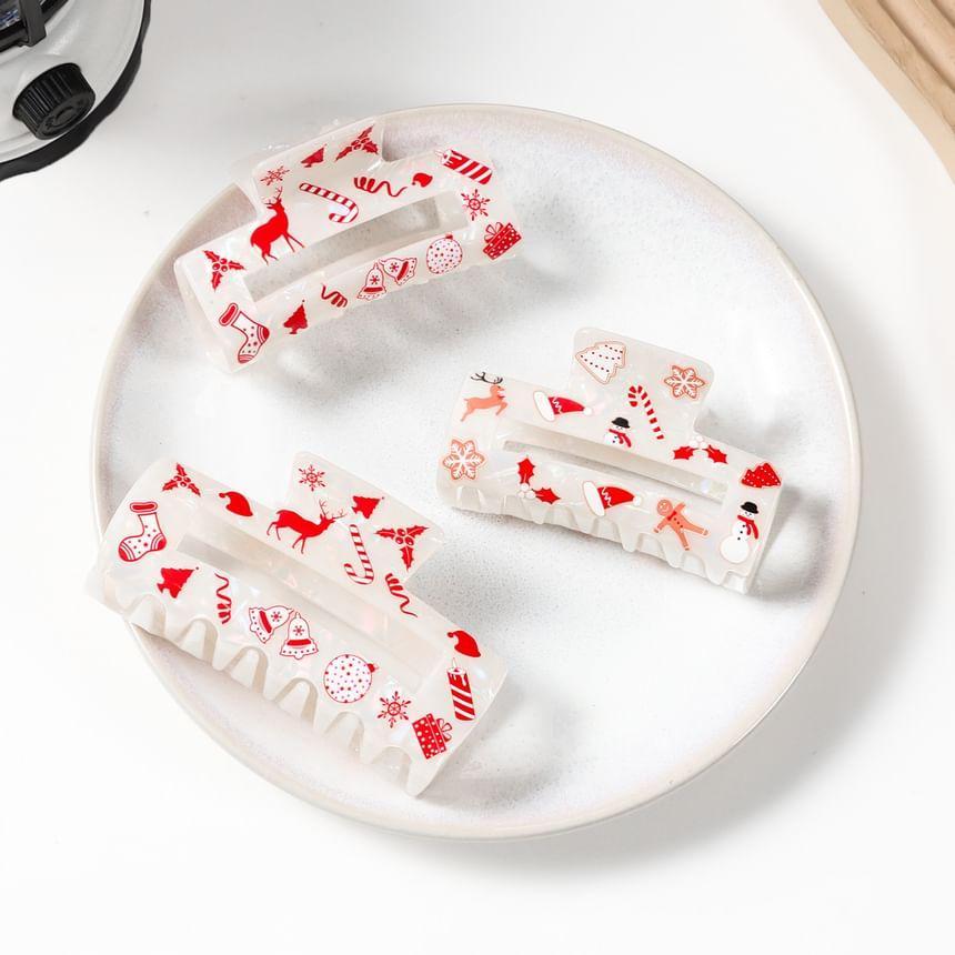 Christmas Pattern Printed PVC Hair Claw Clips (Various Designs) Product Image