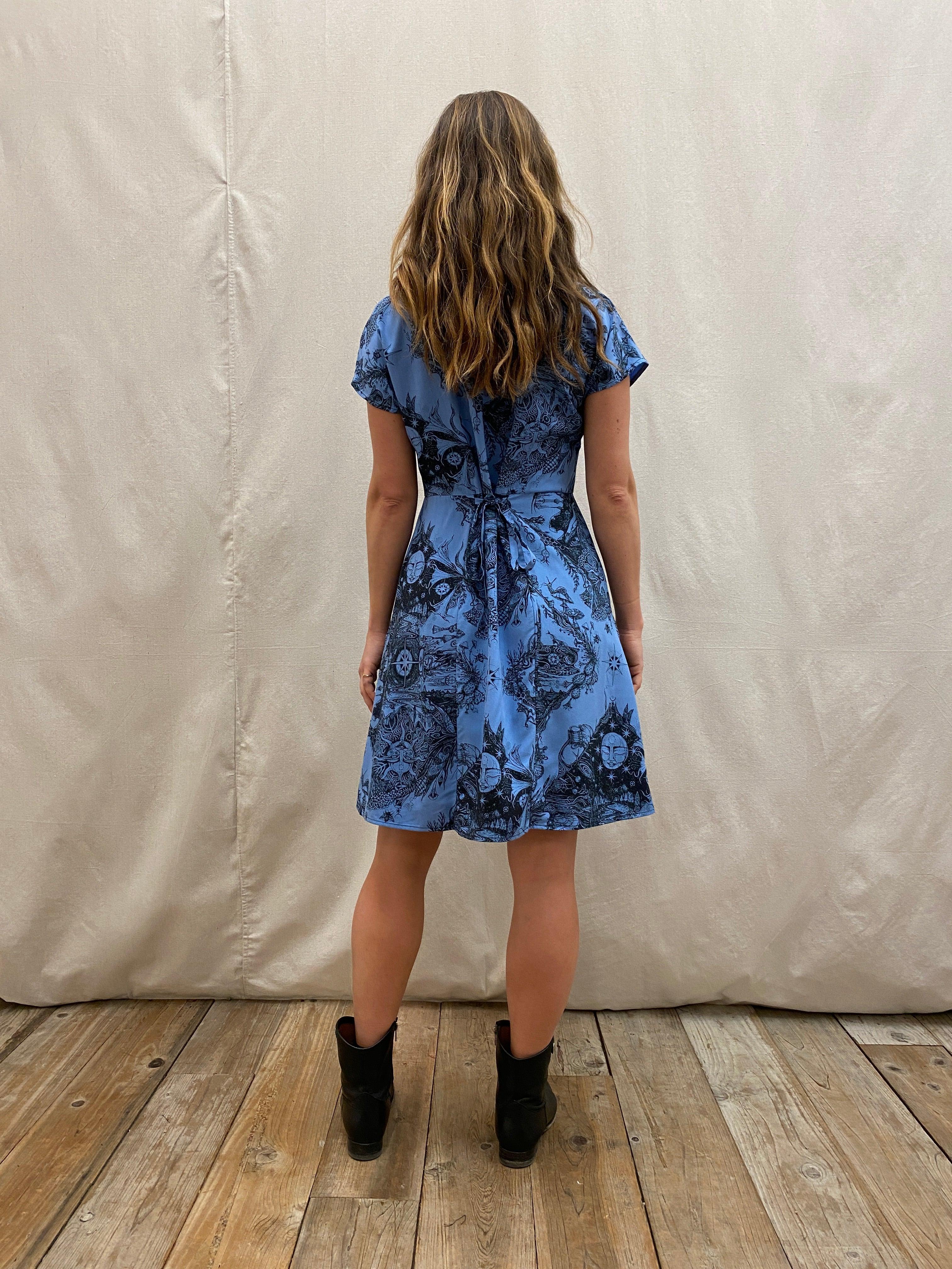 Dolman Dress in Earth Worship in Ocean Blue Product Image