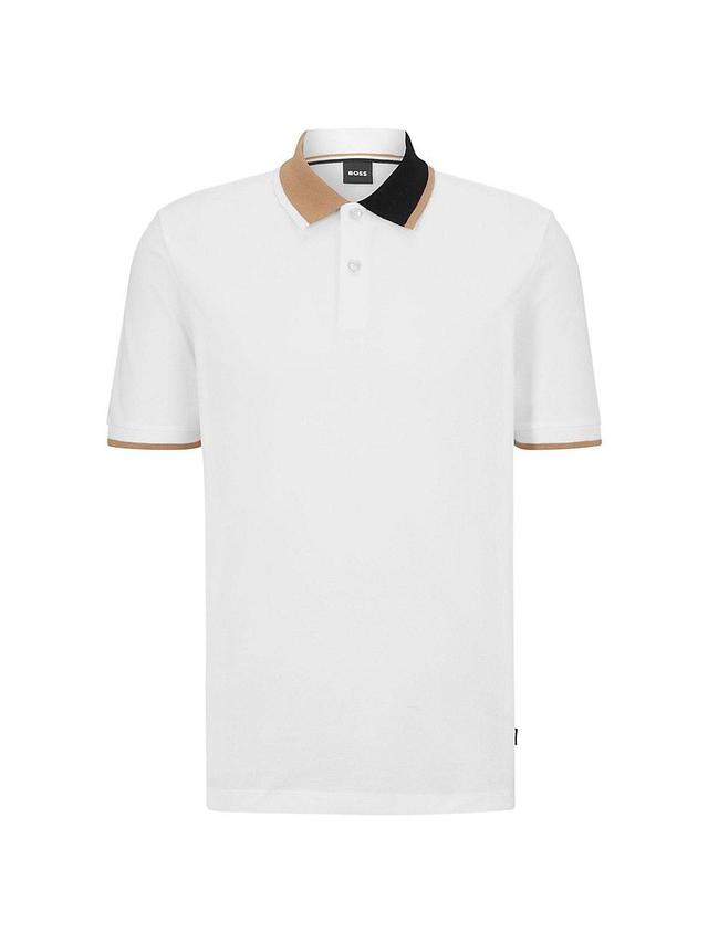 Mens Cotton-Piqu Polo Shirt With Color-Blocked Collar Product Image