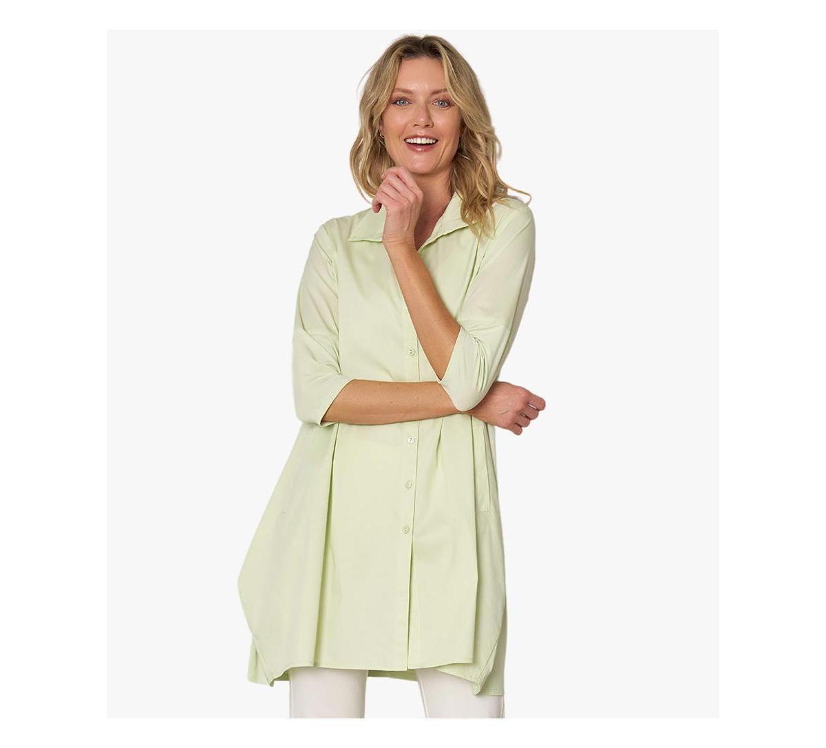 Stella Carakasi Womens 3/4 Sleeve Button-Front Cotton Poplin Shirt Top Tiburon Tunic Icon Product Image