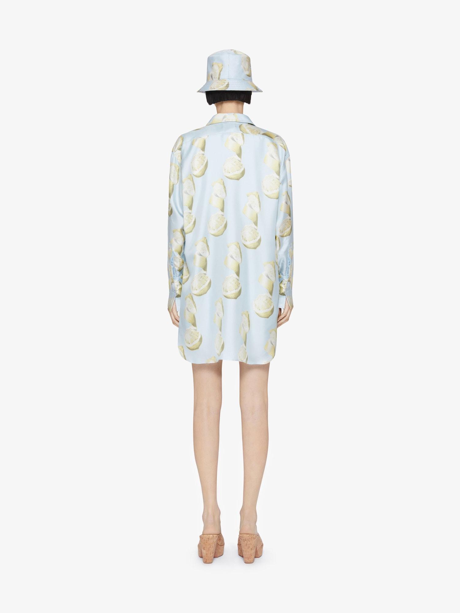 Oversized shirt in silk with lemon print Product Image