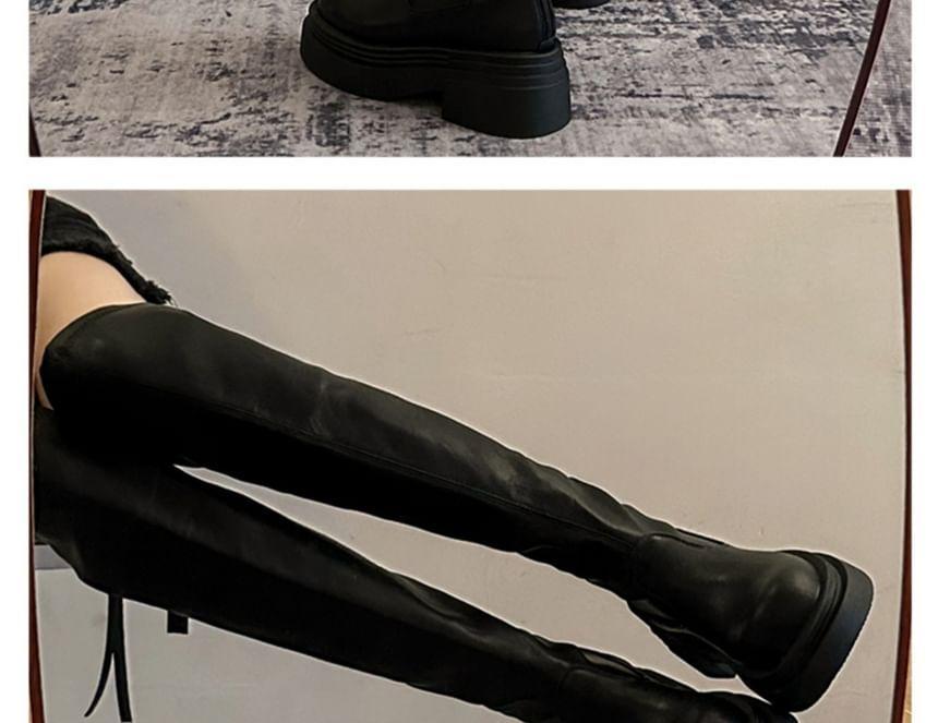 Faux Leather Platform Over-The-Knee Boots Product Image