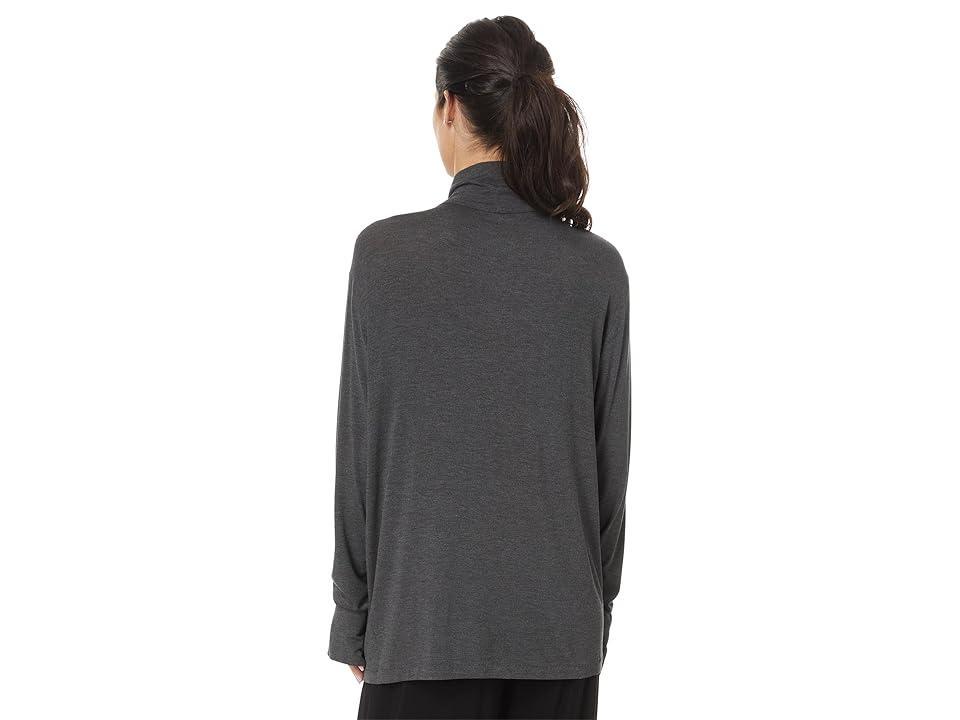 Norma Kamali Long Sleeve Turtleneck Easy Fit Top (Dark Grey) Women's Clothing Product Image