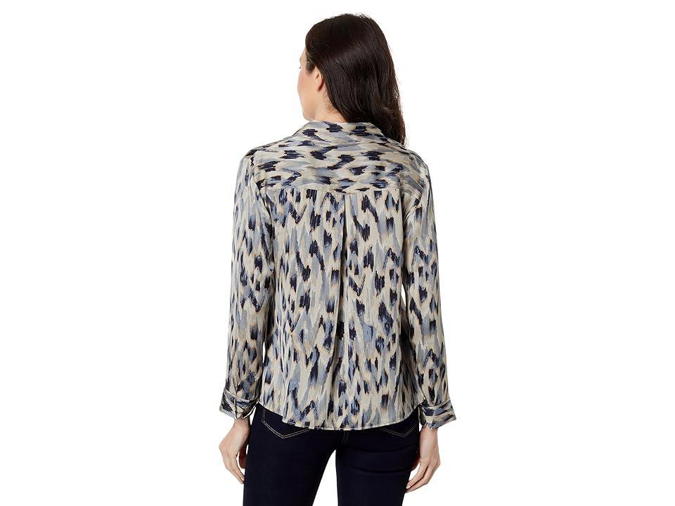 NIC+ZOE Petite Misty Ikat Shirt (Grey Multi) Women's Clothing Product Image