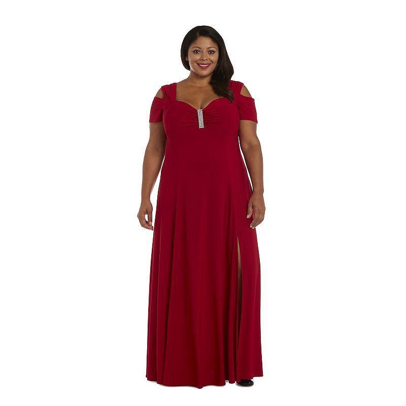 Plus Size R&M Richards Cold-Shoulder Long Dress, Womens Product Image