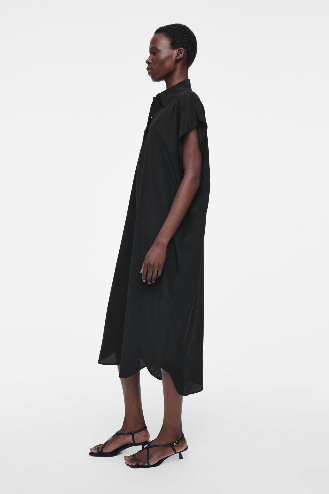 OVERSIZED SILK MIDI SHIRT DRESS Product Image