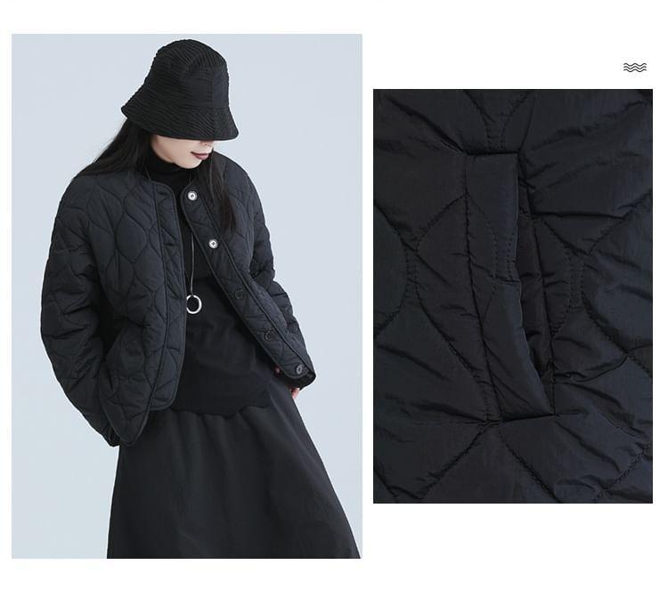 Plain Quilted Single-Breasted Jacket Product Image